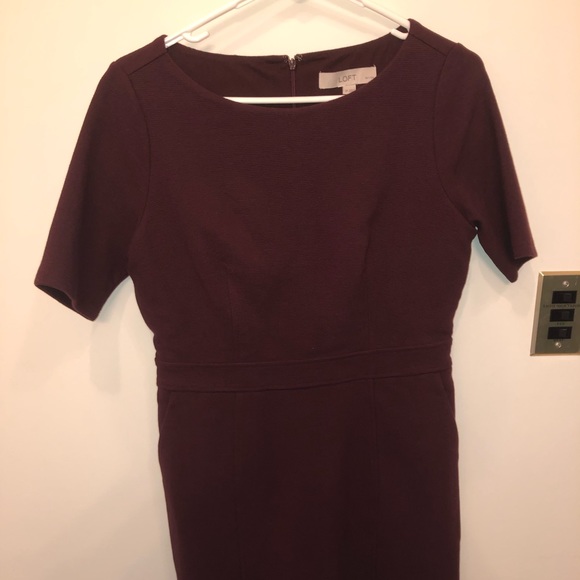 NWT LOFT Plum petite dress with pockets 6P - Picture 2 of 5